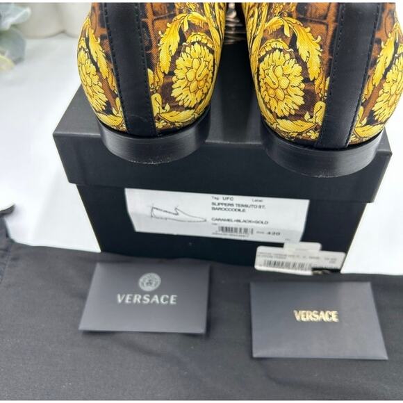 Versace Men\'s BAROCCO print silk loafers size 42 made in Italy main image 9